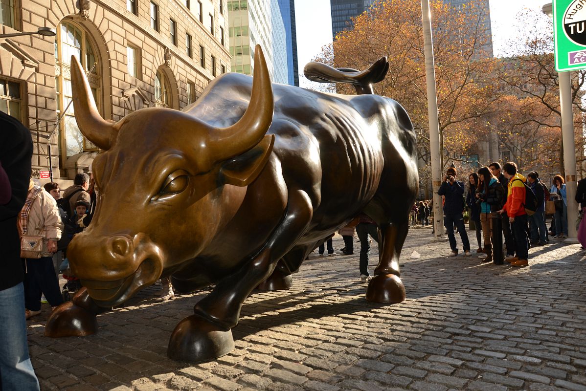 24 Charging Bull Sometimes Called Wall Street Bull or Bowling Green Bull Is A Bronze Sculpture by Arturo Di Modica In New York Financial District